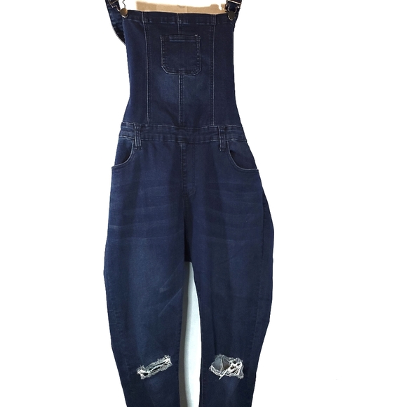 American Bazi Denim - Distressed anklet overalls